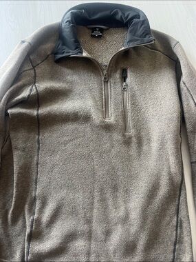 Kuhl Men's Zip-Up Sweater - Olive Green with Black Collar